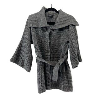 Theory Gray cardigan with multiple ways to wear it.